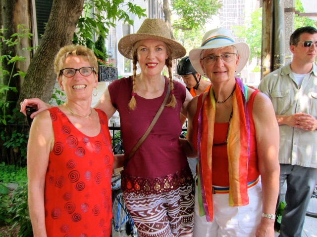Trelawny Howell (centre) at the World Pride Parade with the Hon. Kathleen Wynne (left), premier of Ontario, and her partner Jane (right).